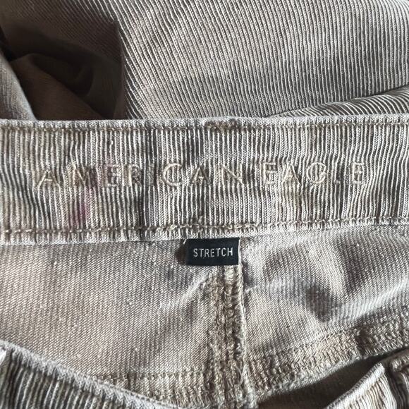 American Eagle Corduroy Pants Women 18 Beige Bootcut Button Fit High Rise Hippie - Picture 8 of 13